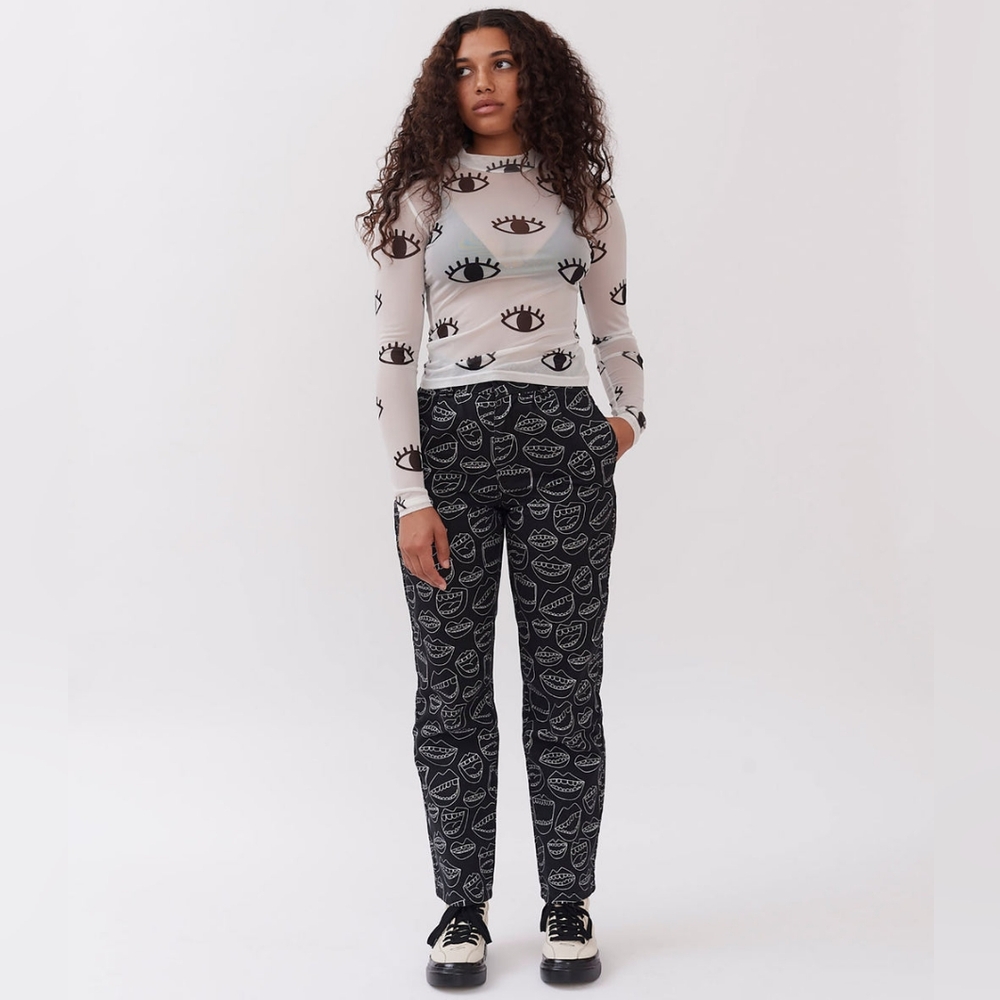 Stylish Black and White Patterned Women's Pants